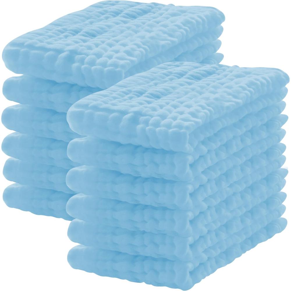 12 Of Pack Cotton Muslin Burp Cloths for Baby Large Extra Soft and Absorbent White