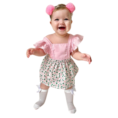 Fruit Printed Ruffle Dress For Baby-Cozy Stroller