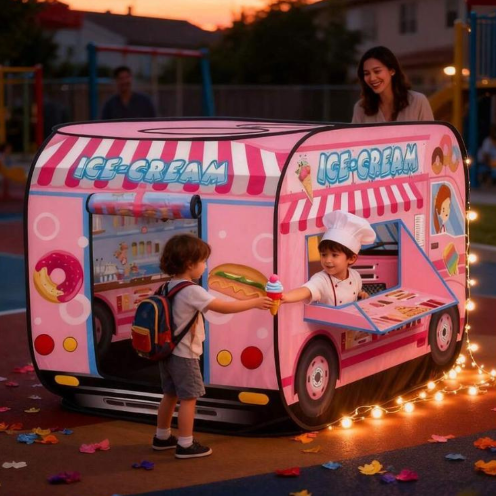 Foldable Ice Cream Themed Truck Design Playhouse Tent
