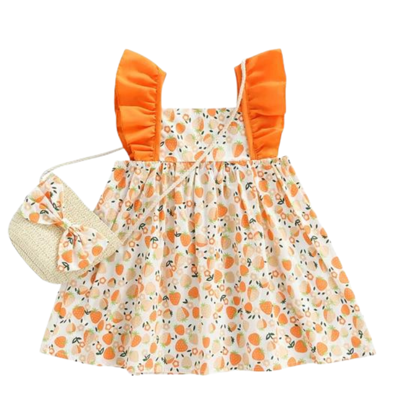Fruit Printed Pattern Dress For Baby-Cozy Stroller