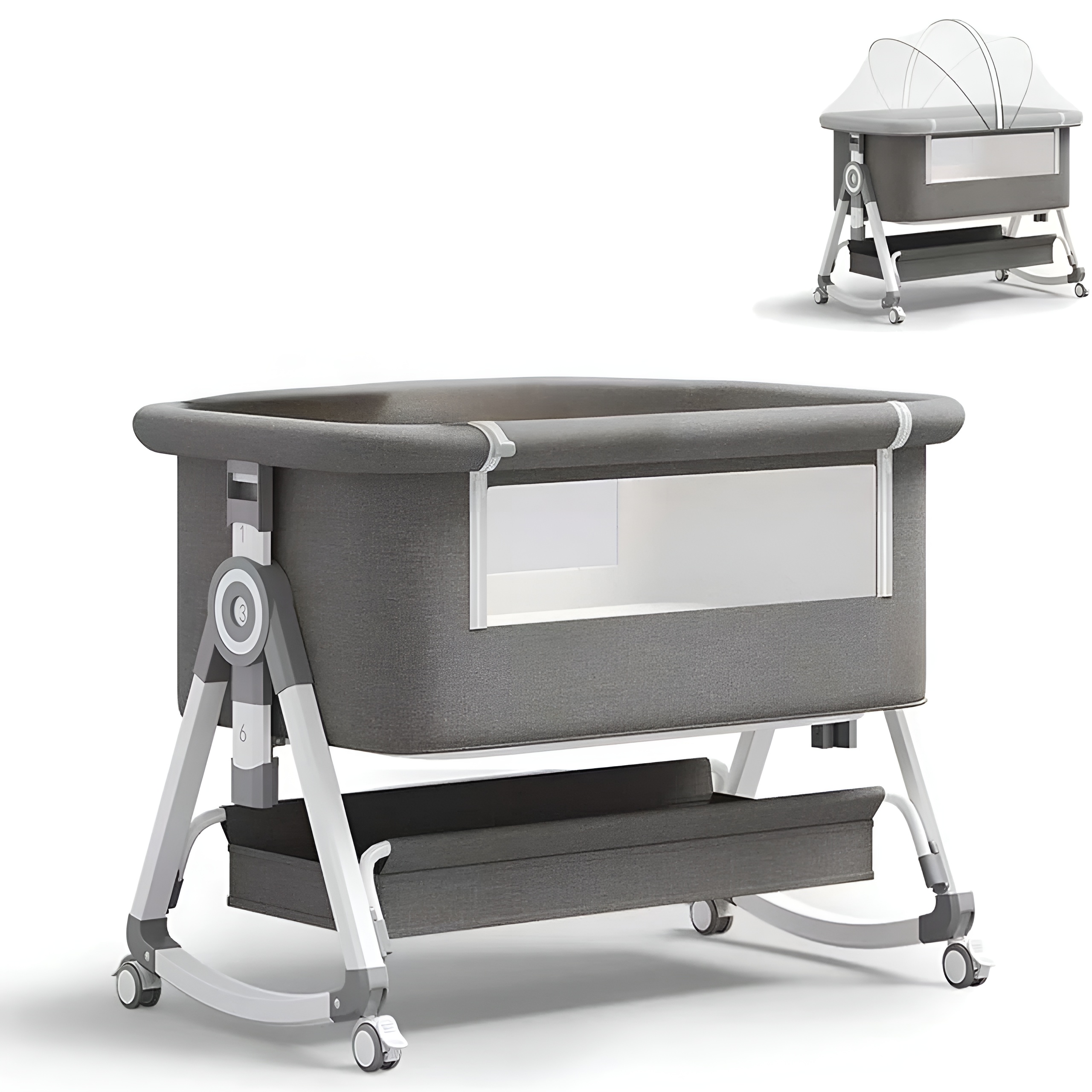 Portable Baby Bassinet And Bedside Sleeper With Rocking Mode For Newborn