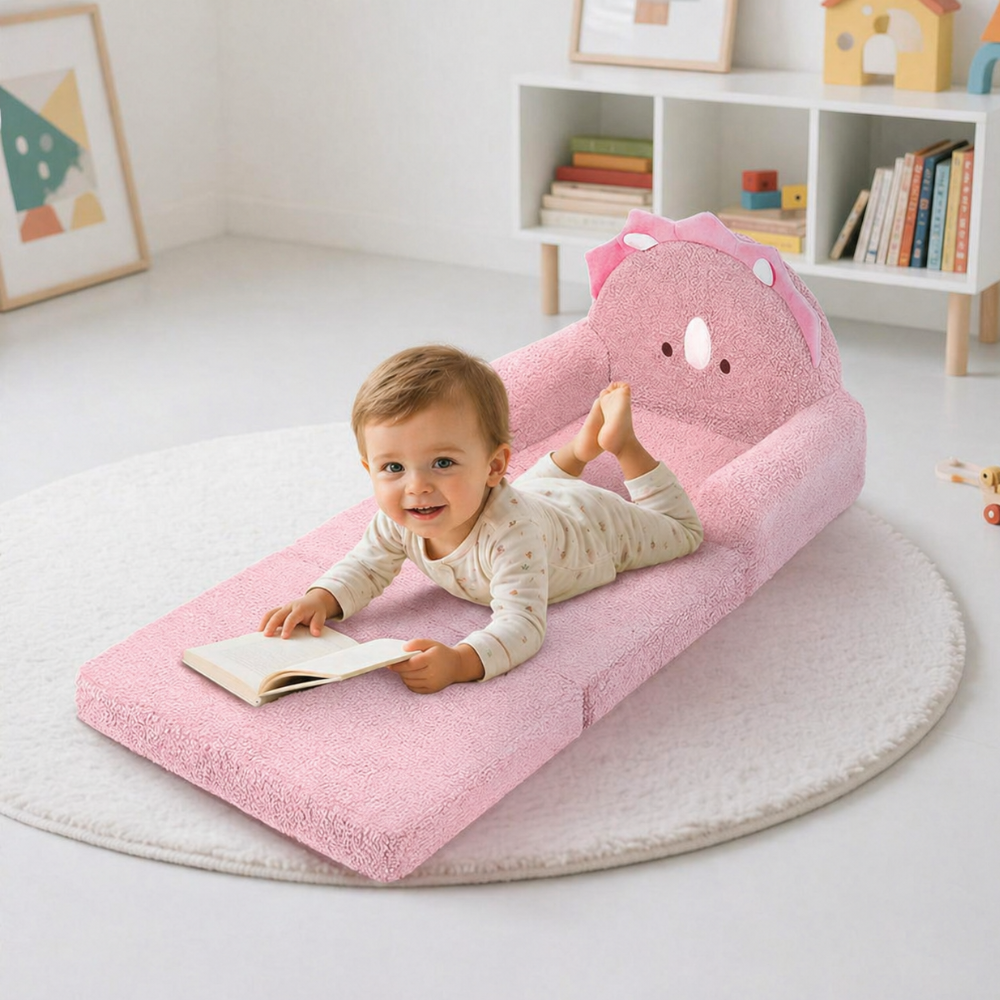 Kids Couch 2 in 1 Convertible Soft Sherpa Fabric Toddler Chairs