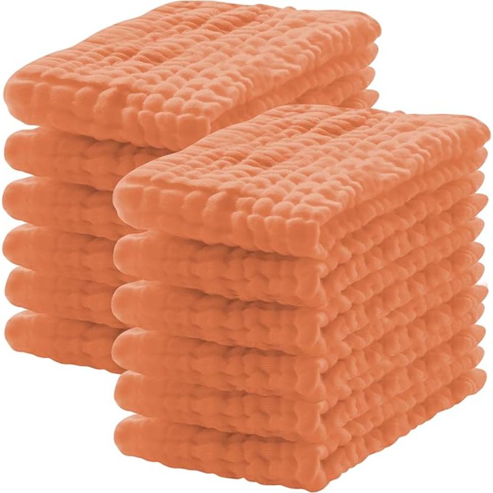 12 Of Pack Cotton Muslin Burp Cloths for Baby Large Extra Soft and Absorbent White