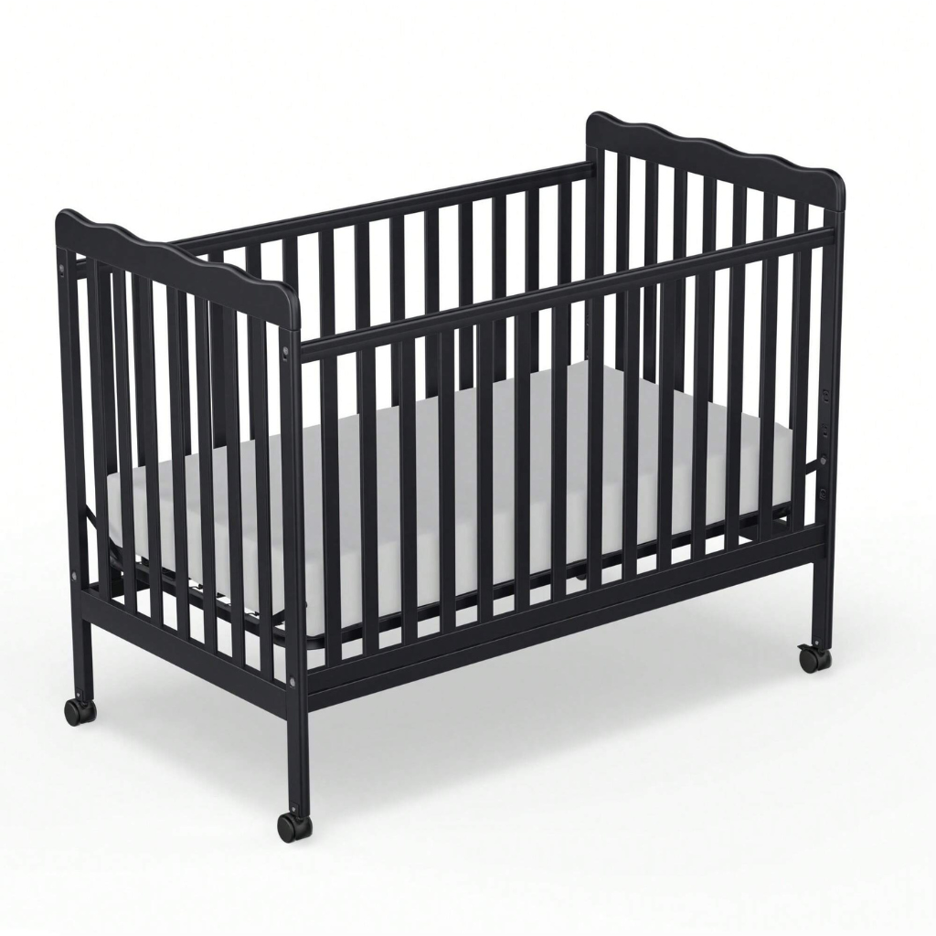 3 In 1 Convertible Baby Crib With Locking Wheels For Newborn