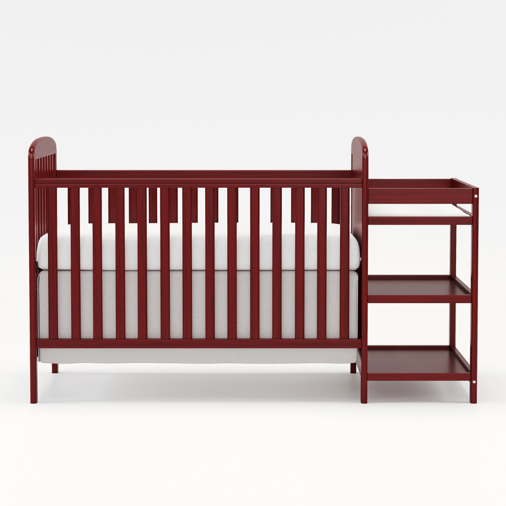 3 In 1 Convertible Crib With Changing Table Storage Shelves For Babies