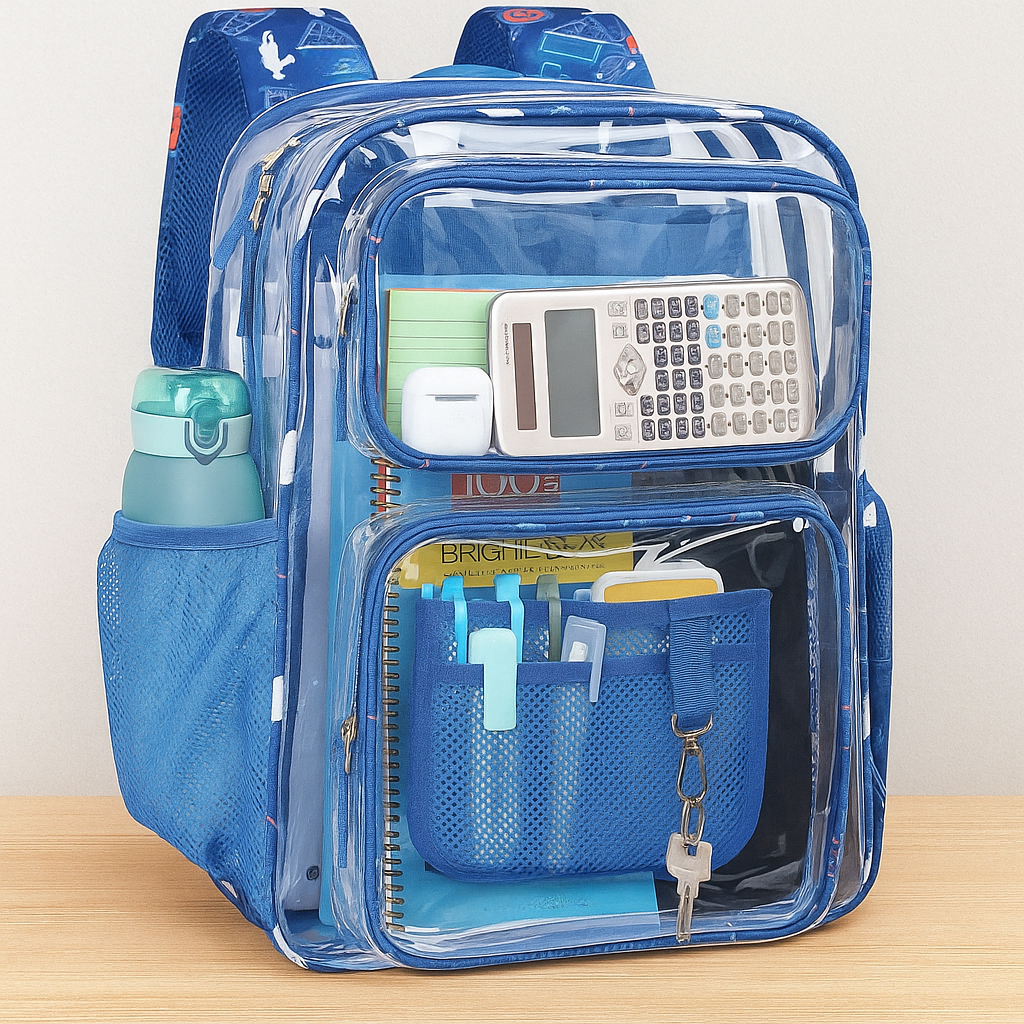 17 Inch Large Heavy Duty Clear Bookbag Backpack For School