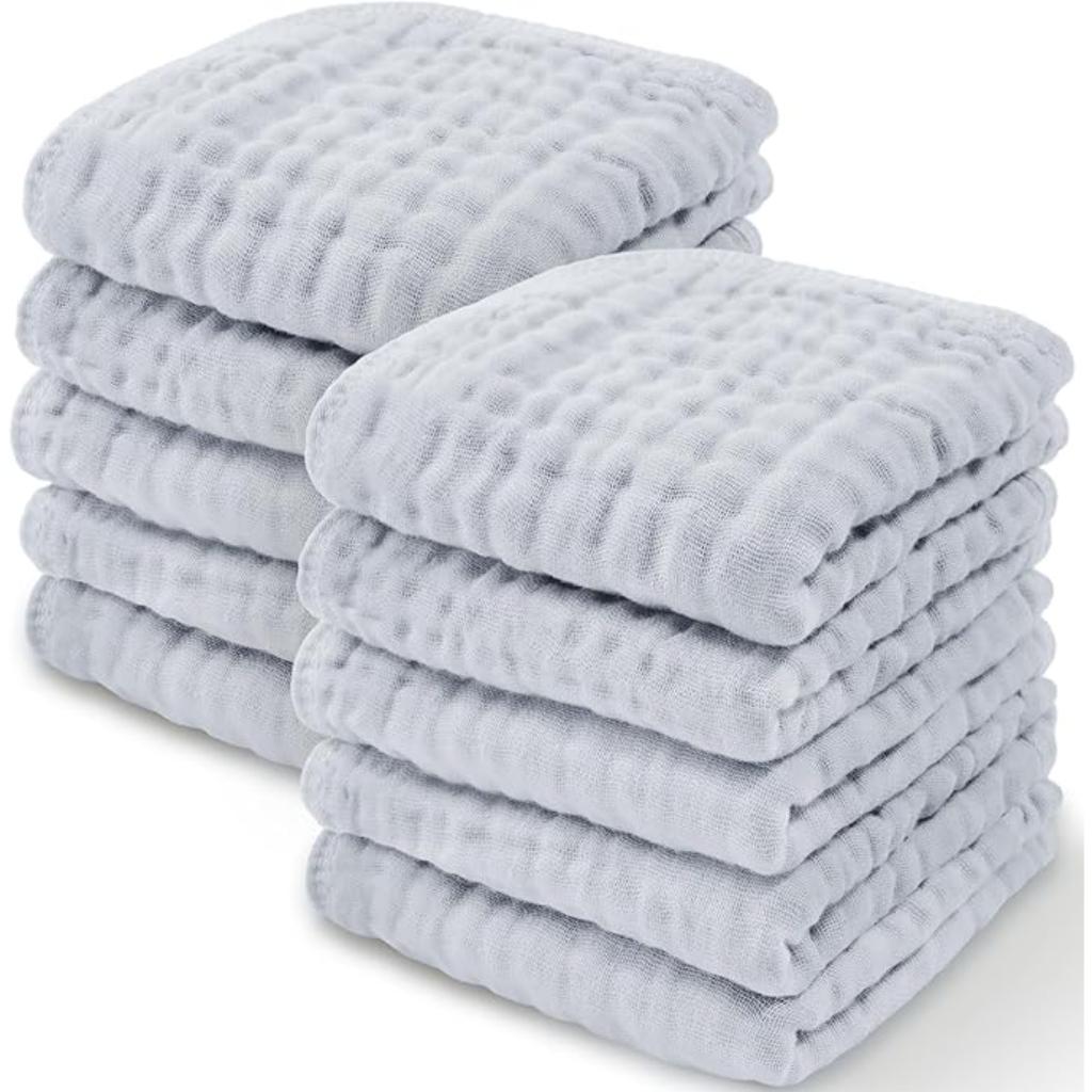 Baby Washcloths Square Towels With Soft Cotton Muslin Set-Cozy Stroller