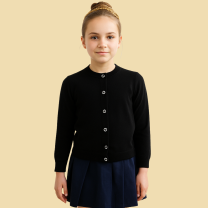 Girls Cotton Knit Cardigan Long Sleeve Sweater