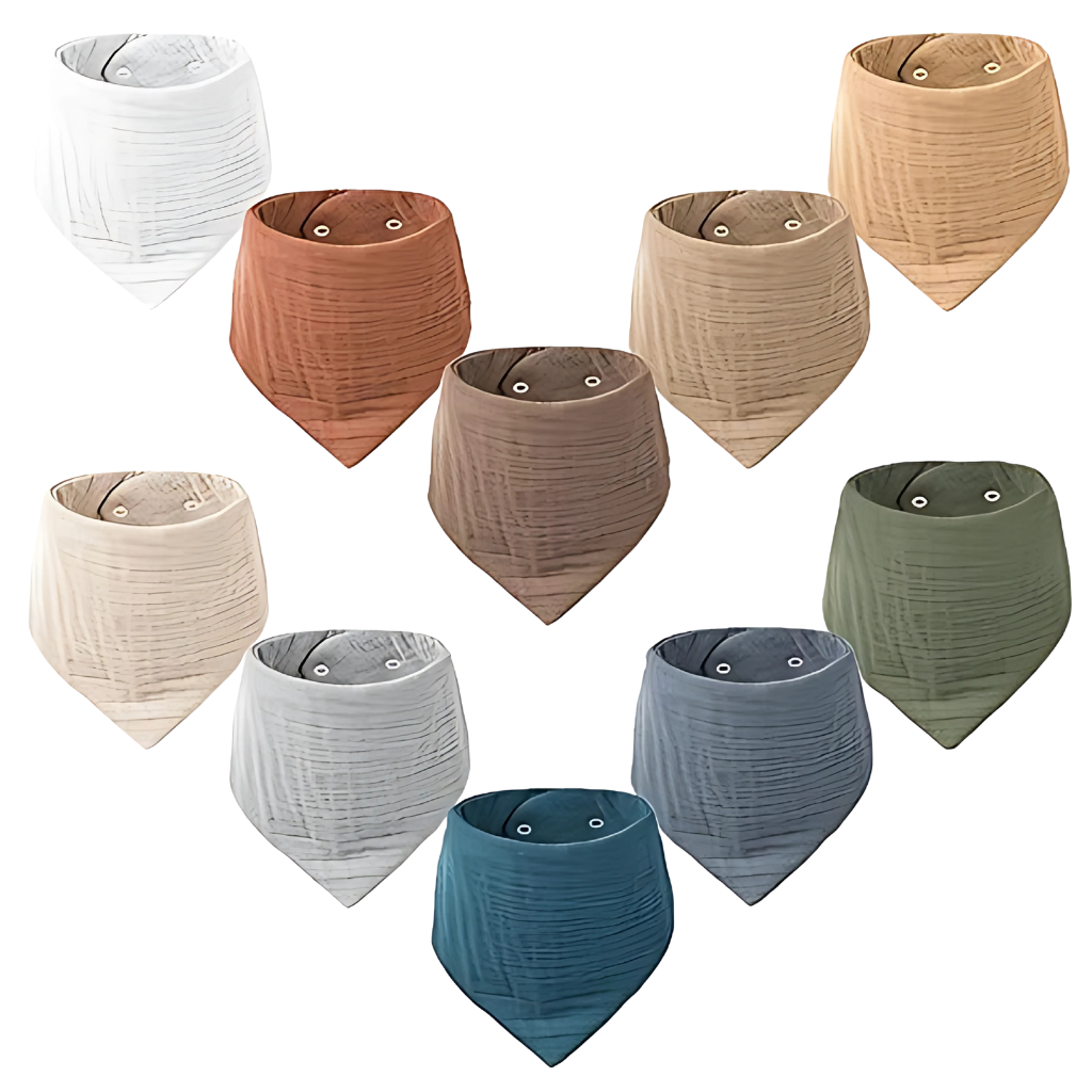 10 Pack Baby Bandana Drool Bibs 100% Cotton For Unisex Boys And Girls