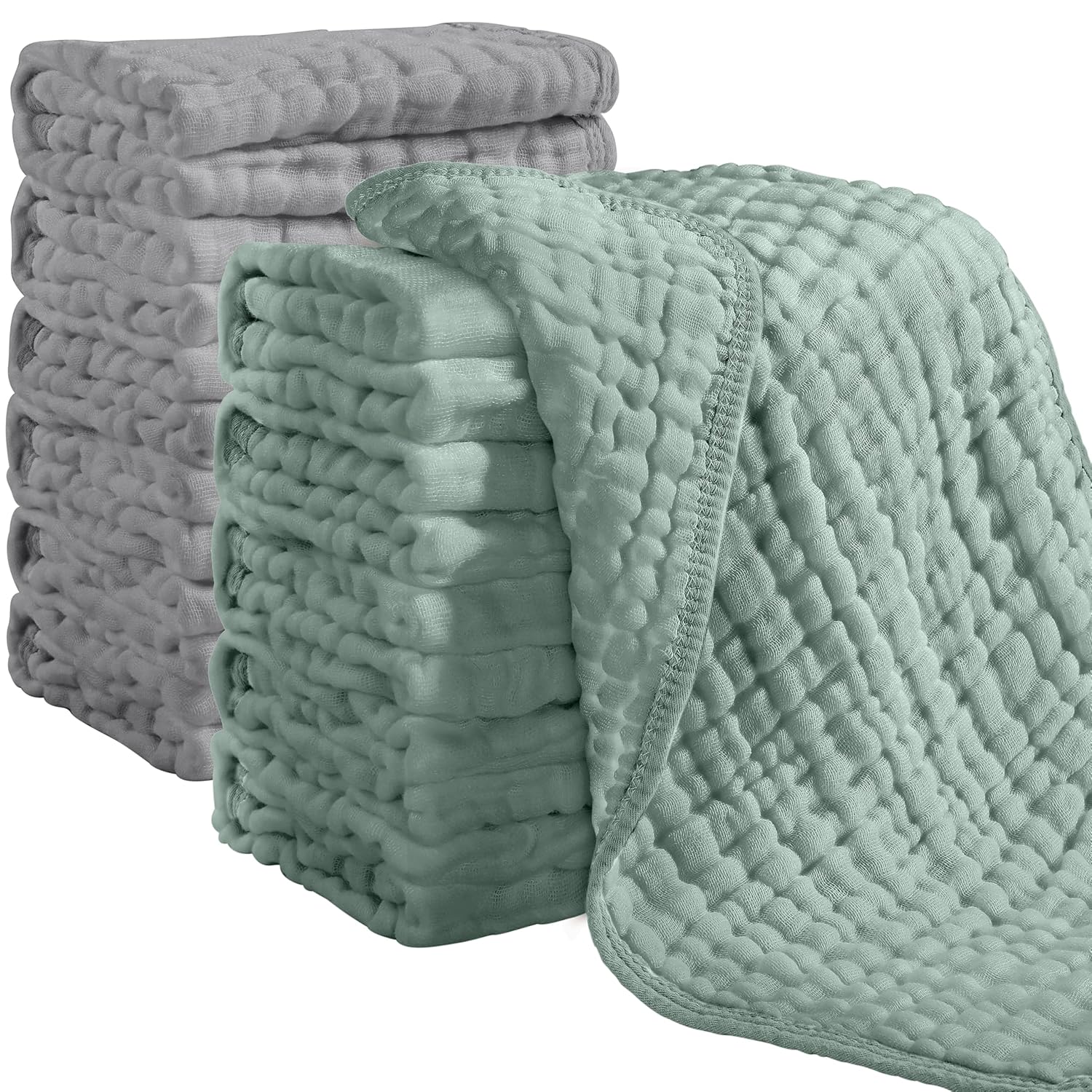 12 Pack Ultra Soft And Absorbent Six Layer Cotton Muslin Burp Cloths