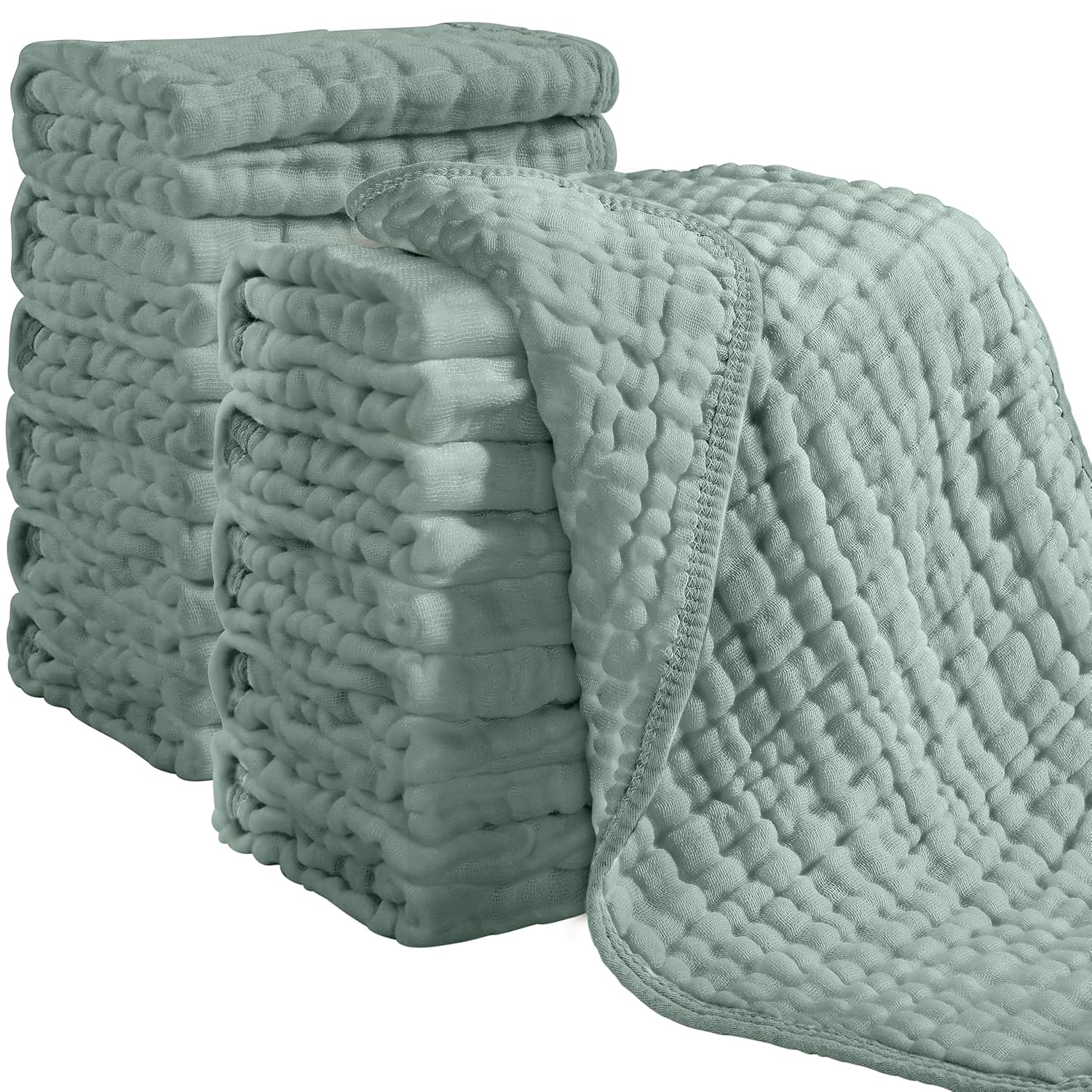12 Pack Ultra Soft And Absorbent Six Layer Cotton Muslin Burp Cloths For Baby Spit Up And Drool