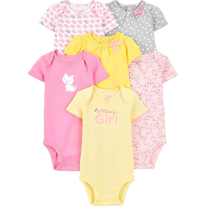 Baby Girls 6 Pack Sleeveless Bodysuits