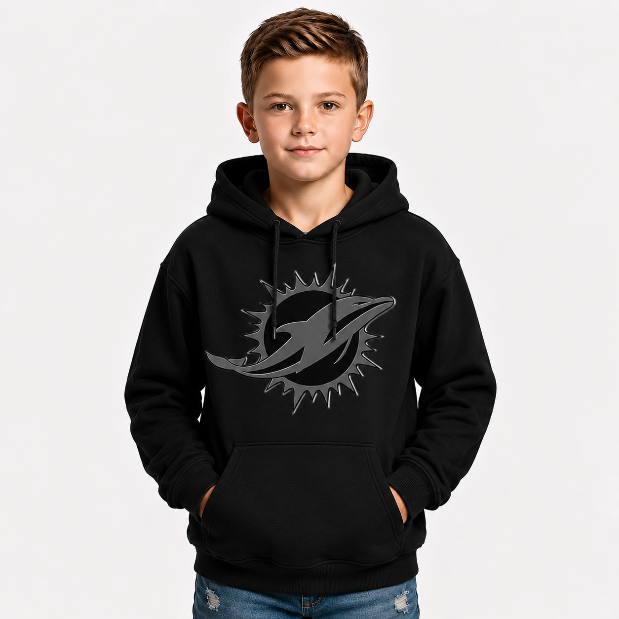 Miami Dolphins Football Themed Graphic Hoodie For Kids