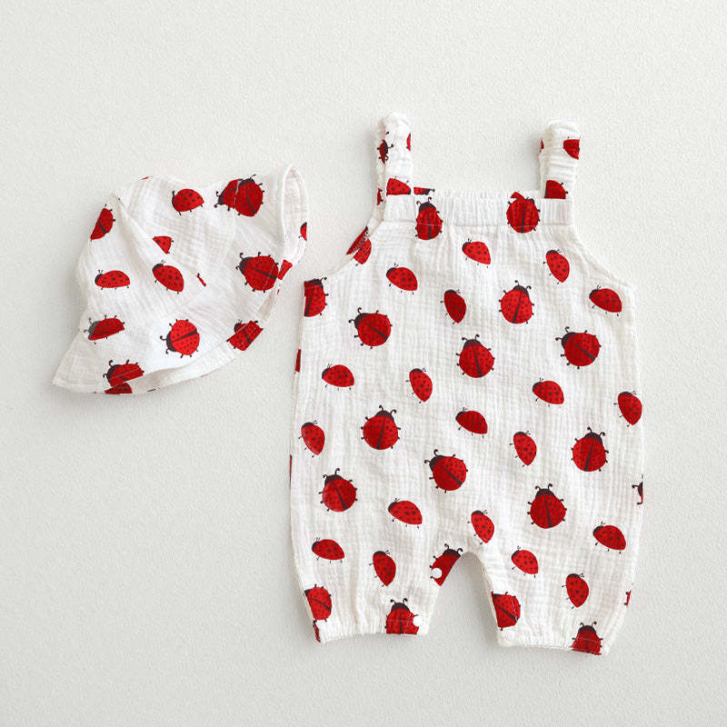 Baby Ladybug Romper With Hat-Cozy Stroller