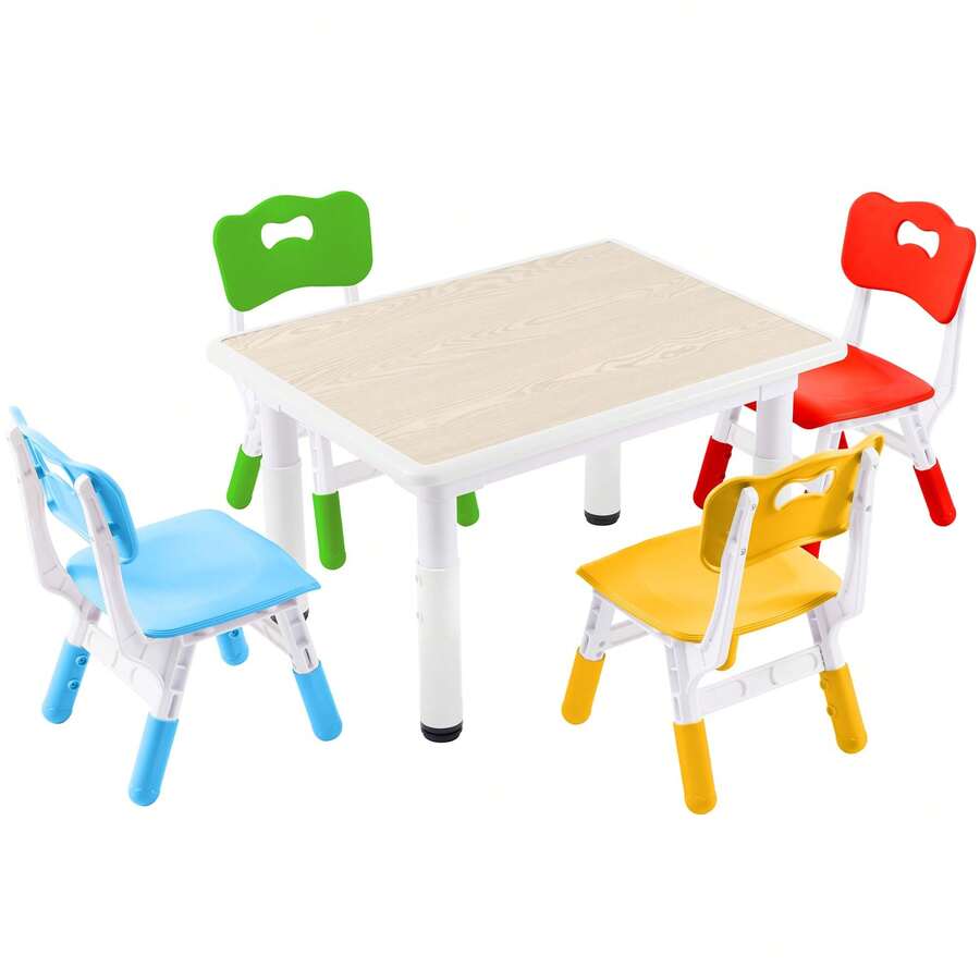 Adjustable Graffiti Desktop Table And Chairs Set For Kids