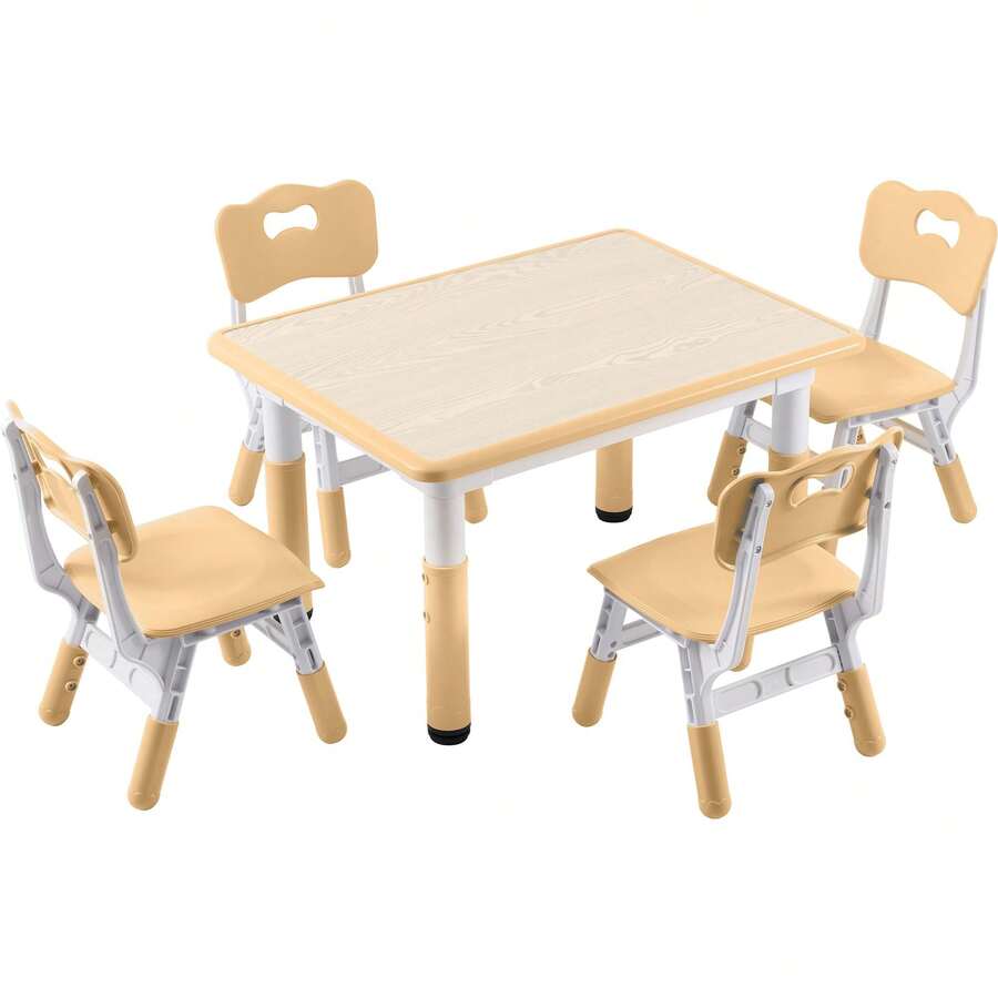 Table Chair Set Adjustable Height Graffiti Desktop Plastic For Kids