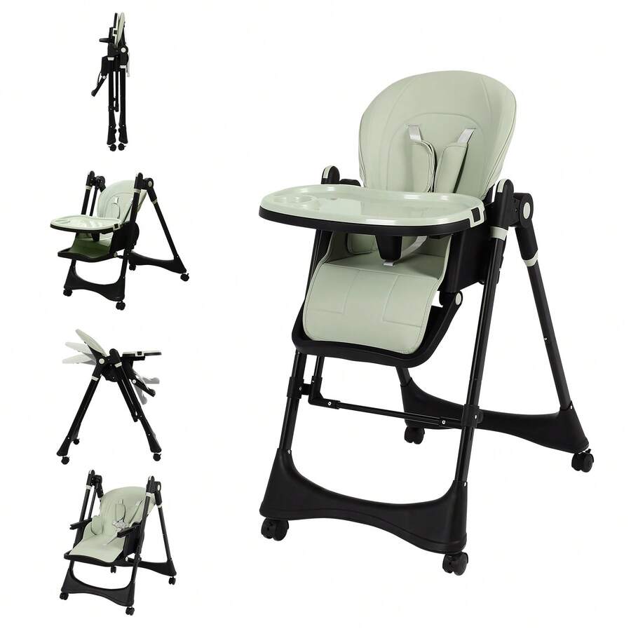 6 In 1 Foldable High Chair Adjustable Height And Tray