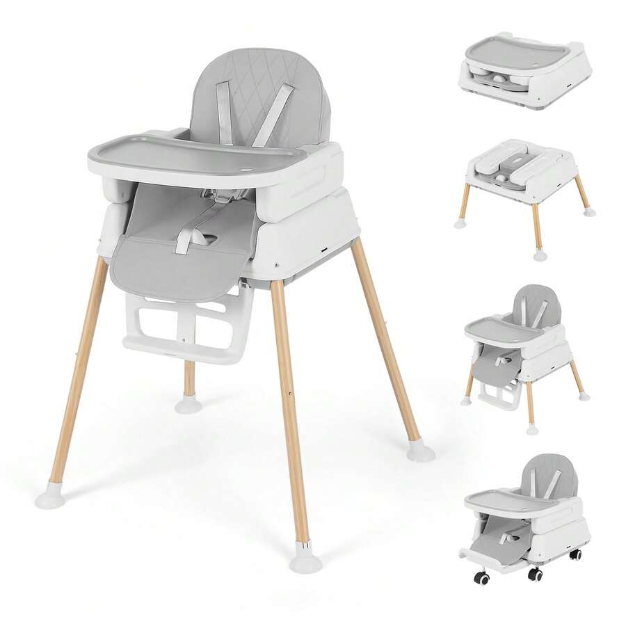 7-In-1 Foldable High Chair With Adjustable Height And Tray