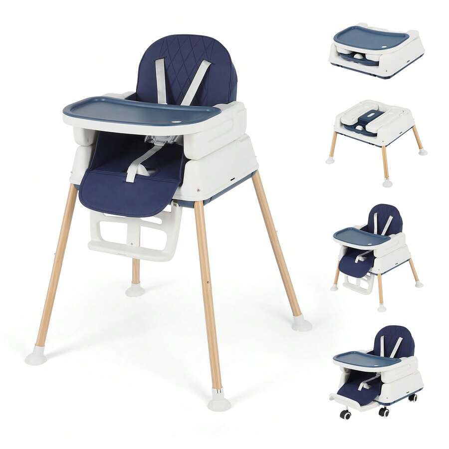 7-In-1 Foldable High Chair With Adjustable Height And Tray