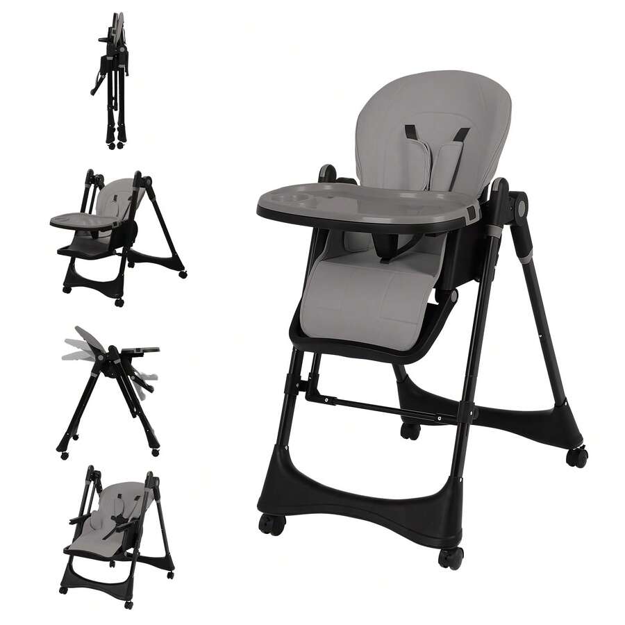 6 In 1 Foldable High Chair Adjustable Height And Tray