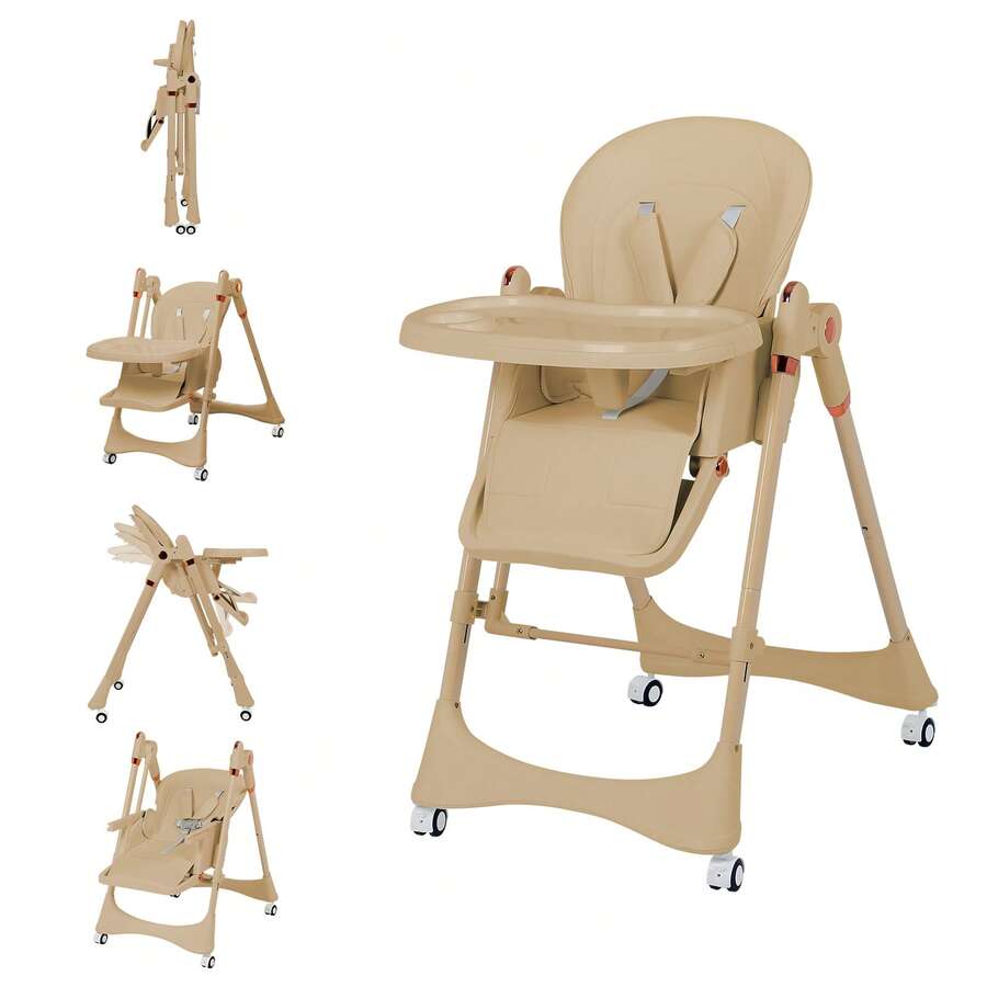 6 In 1 Foldable High Chair Adjustable Height And Tray