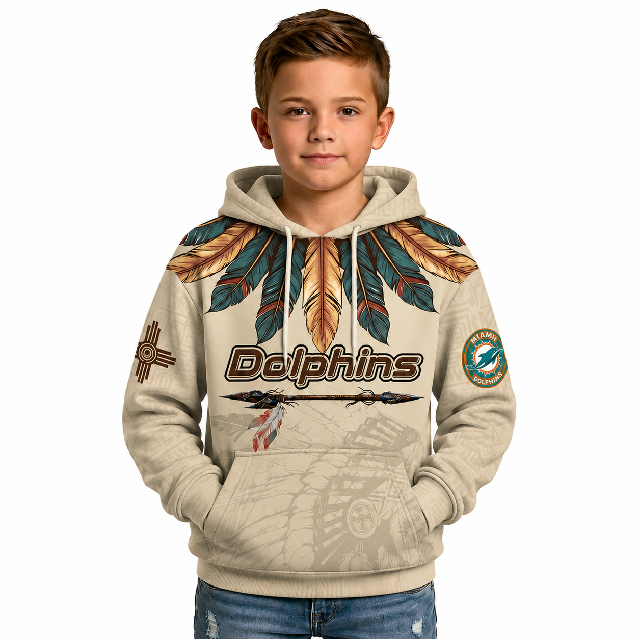 Miami Dolphins Themed Graphic Hoodie For Kids