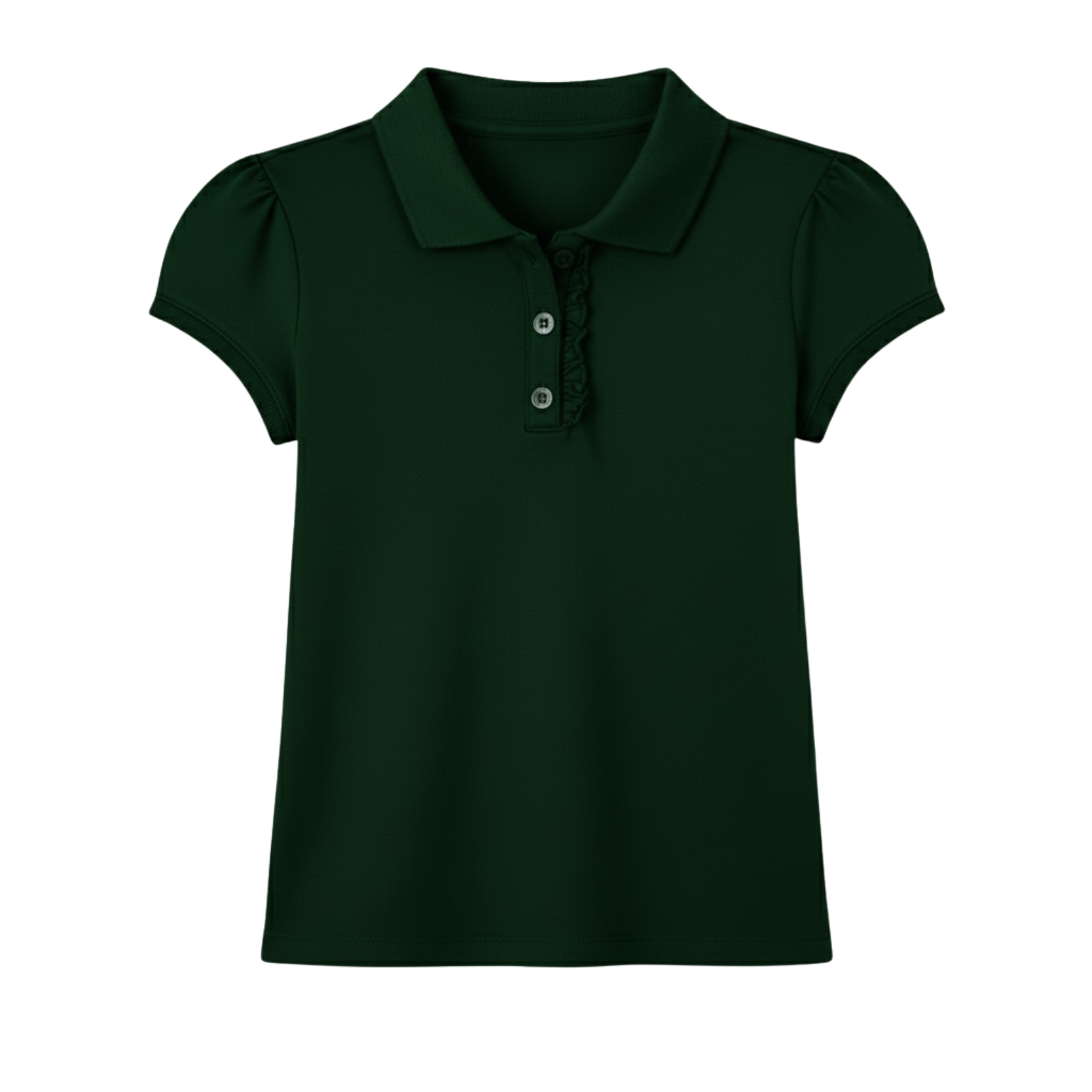 Short Sleeve Ruffle Pique Polo For Girls