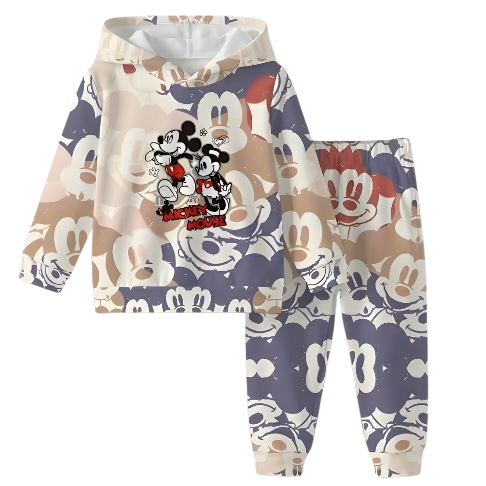 Cartoon Print Graphic Hoodie And Sweatpants Set For Boys