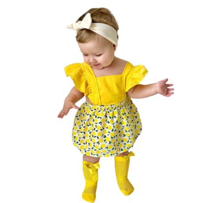 Fruit Printed Ruffle Dress For Baby-Cozy Stroller