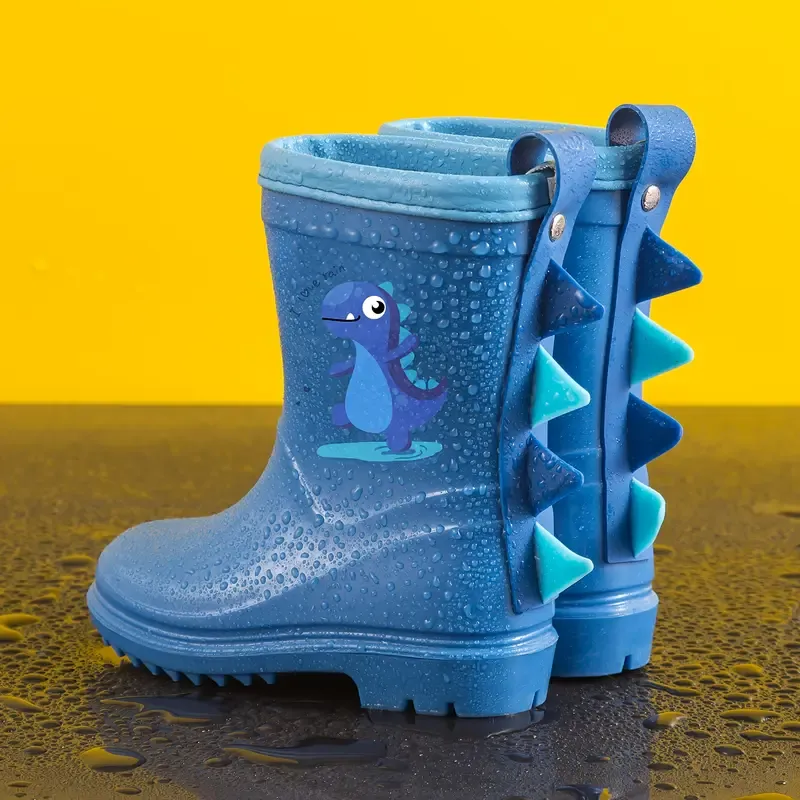 Waterproof Dinosaur Design PVC Boots With Anti Slip Sole For Kids