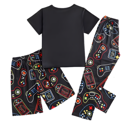 Game Console Print Short Sleeve Pajama Set For Boys