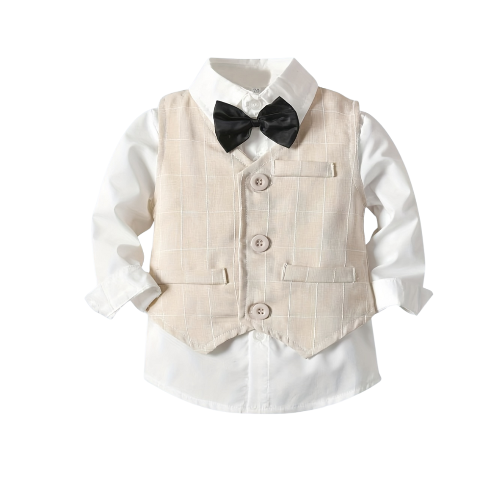 3 Piece Formal Suit With Long Sleeve Shirt Vest And Pant Set