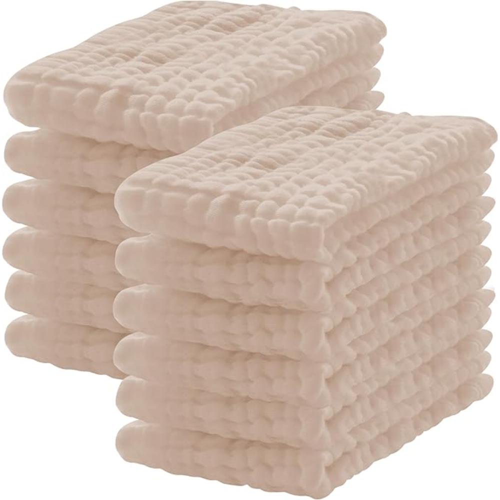 12 Of Pack Cotton Muslin Burp Cloths for Baby Large Extra Soft and Absorbent White
