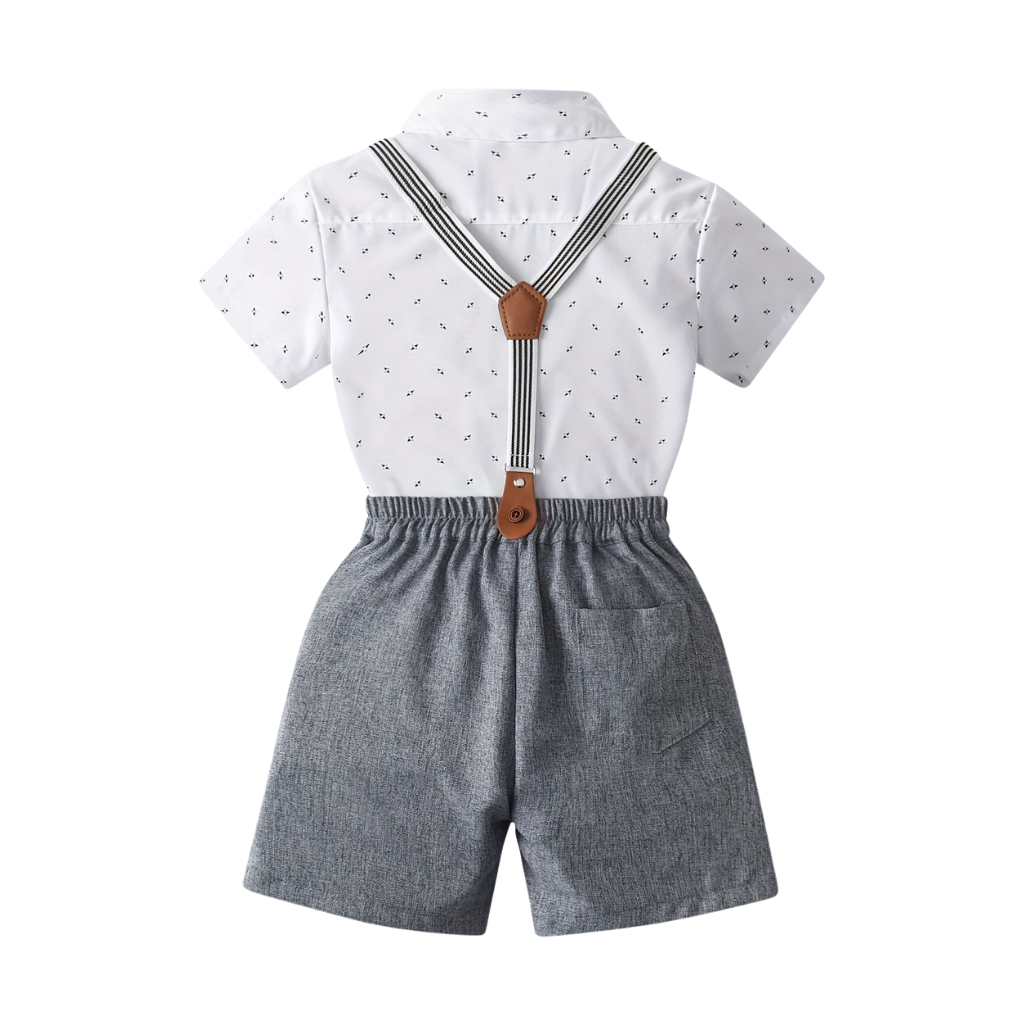 Short Sleeve Shirt And Suspender Shorts
