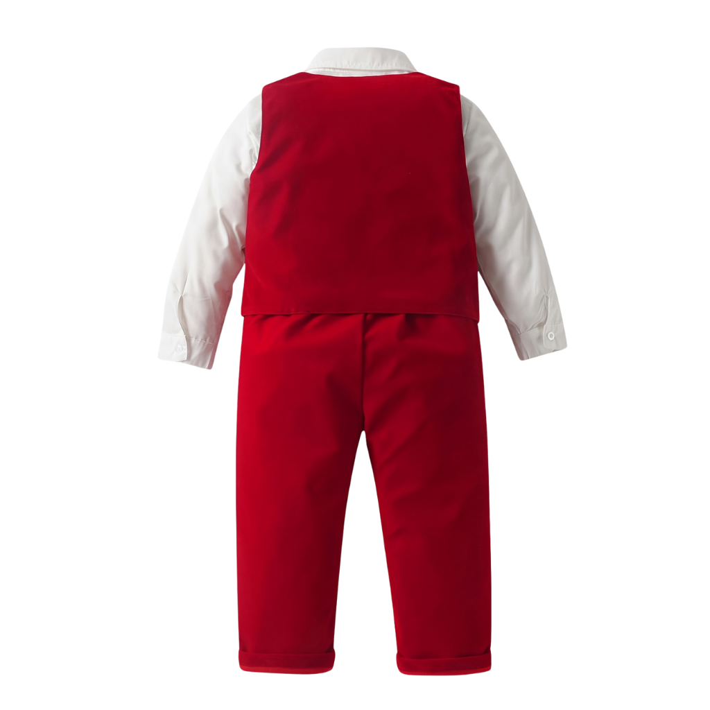 Gentleman Four Piece Suit Set With Shirt Vest Pants And Hat For Boy