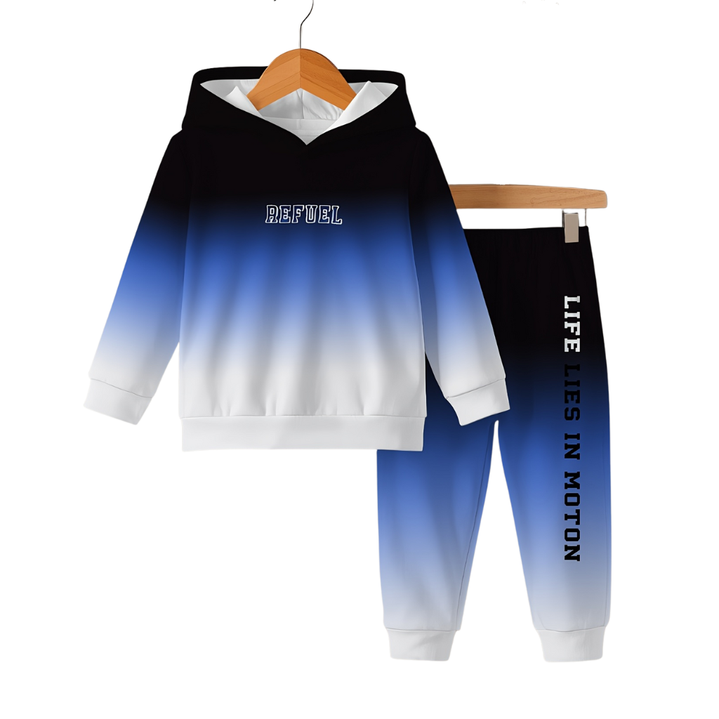 Gradient Style Hooded Sweatshirt Set For Baby Boy