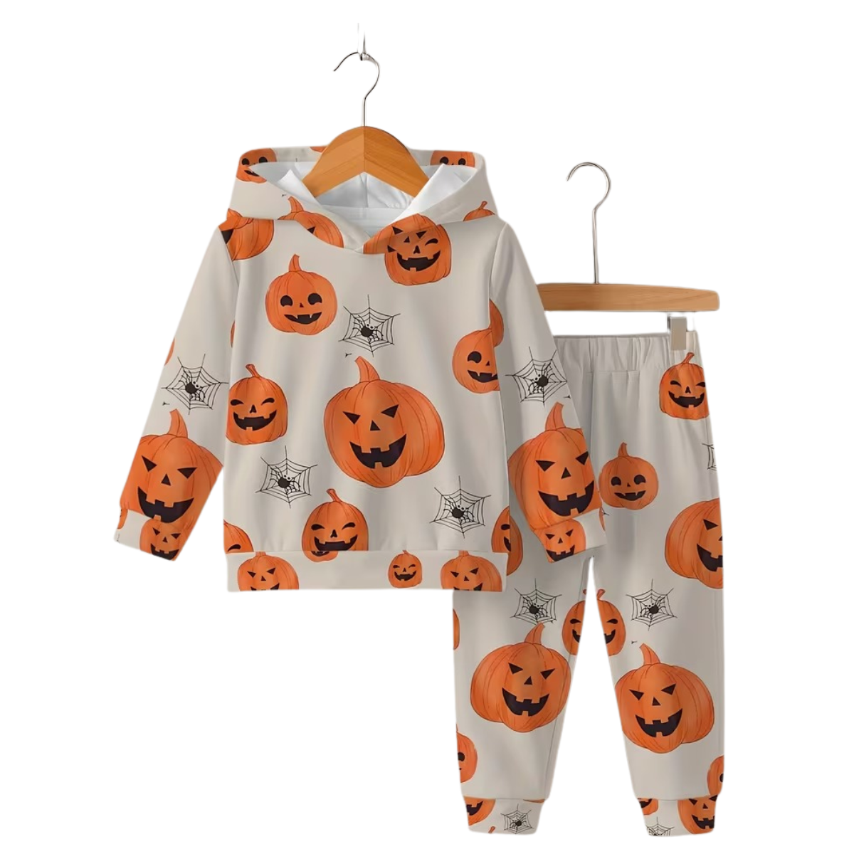 Pumpkin Print Hoodie Pants Set