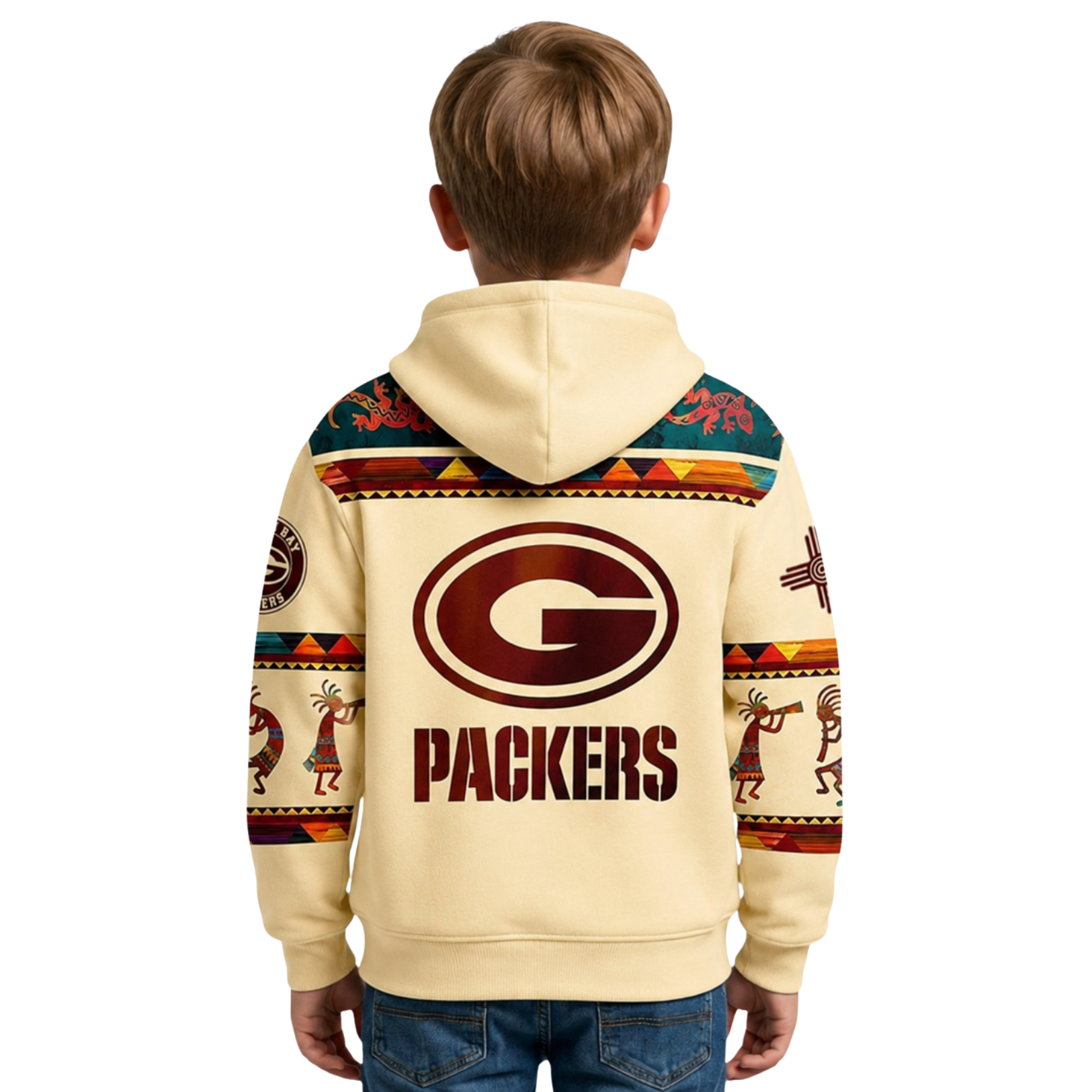 Green Bay Packers Football Themed Graphic Hoodie For Kids