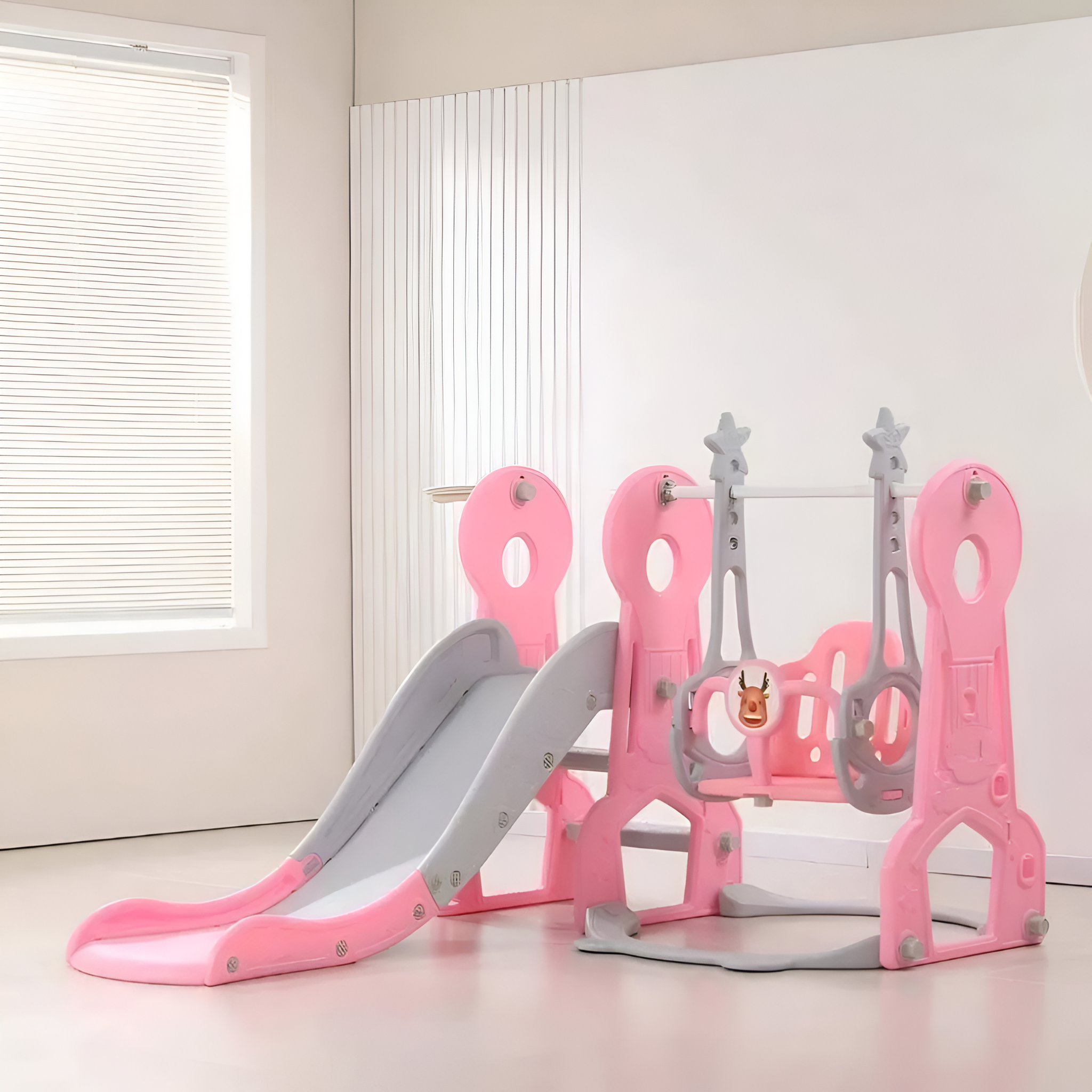 4-in-1 Kids Swing Slide Indoor Outdoor Playground Set