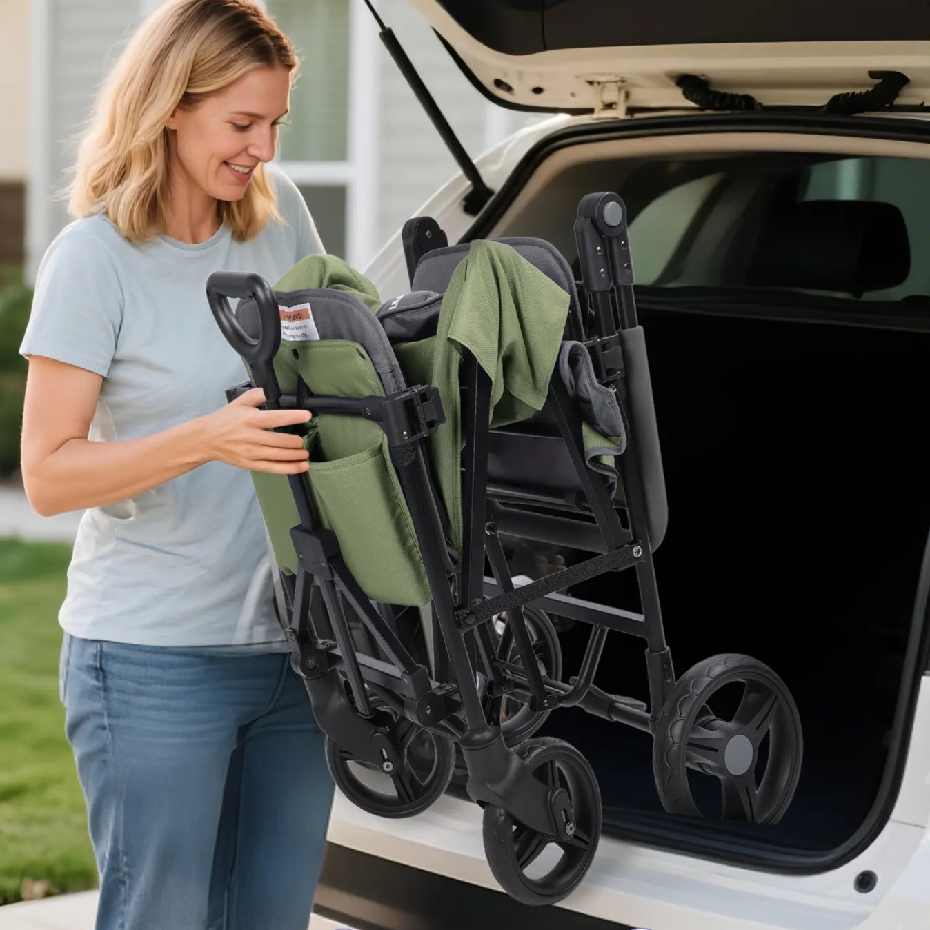 2 Seater All Terrain Baby Wagon With Canopy For Baby