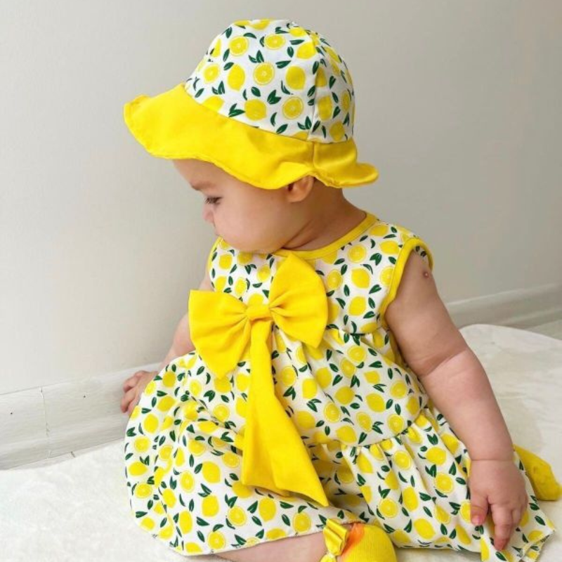 Printed Pattern Dress With Matching Hat And Shoes-Cozy Stroller