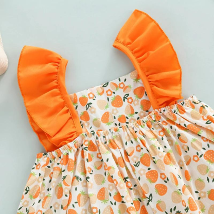 Fruit Printed Pattern Dress For Baby-Cozy Stroller