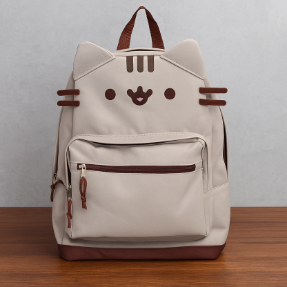 CatFace Backpack with Front Zipper Pocket