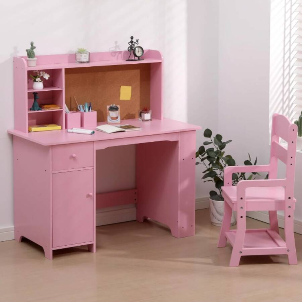 Kids Study Desk And Chair Set Wood Children Study Table Student