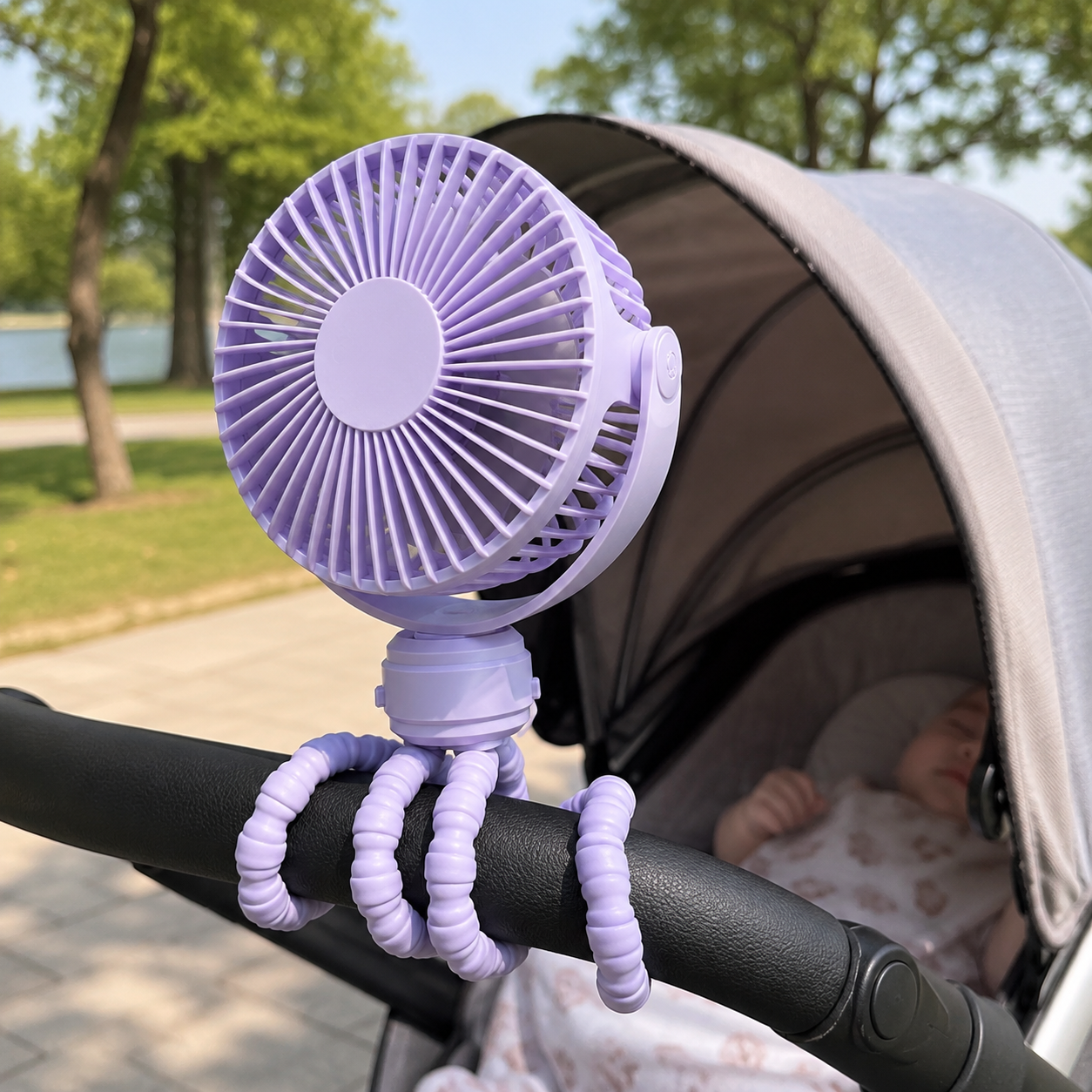 Portable Clip On Stroller Fan With Flexible Tripod For Travel