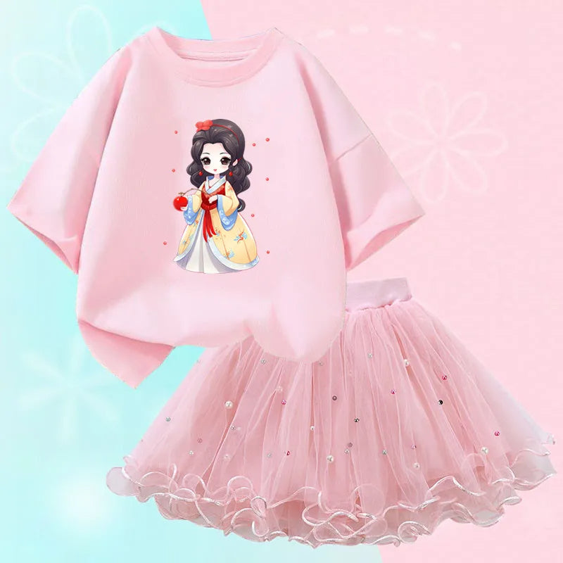 2 Piece Printed Top And Mesh Skirt-Cozy Stroller