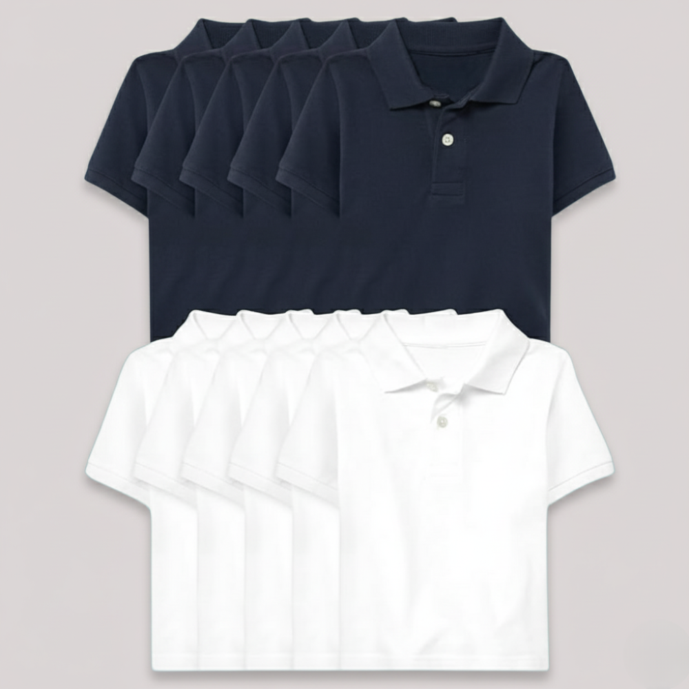 Toddler Polo Shirt Pack | Pack of 10 Cotton Short Sleeve Polos
