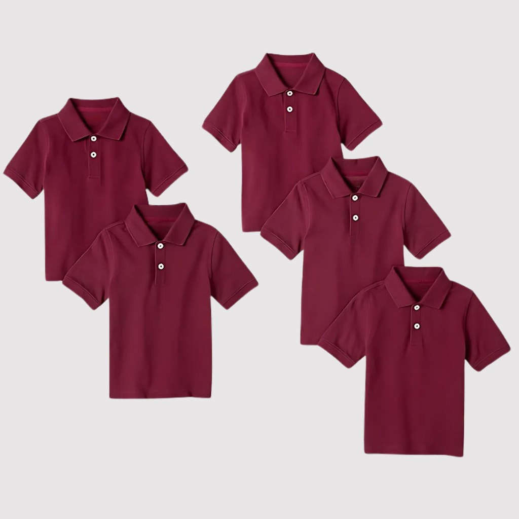 Pack Of 5 Short Sleeve School Uniform Shirts For Toddlers
