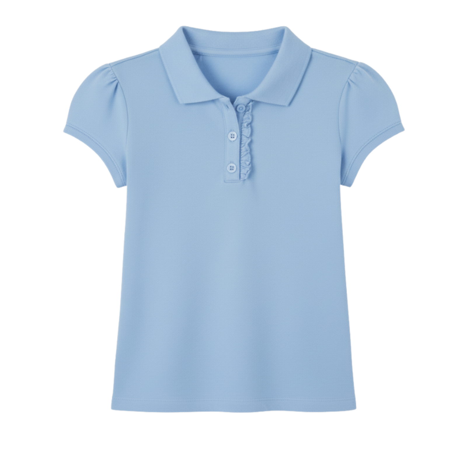 Short Sleeve Ruffle Pique Polo For Girls