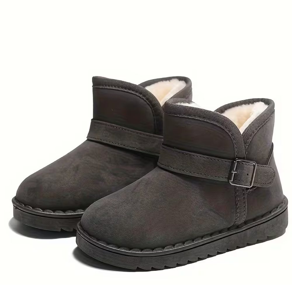 Round Toe Solid Fabric Winter Boots For Girls